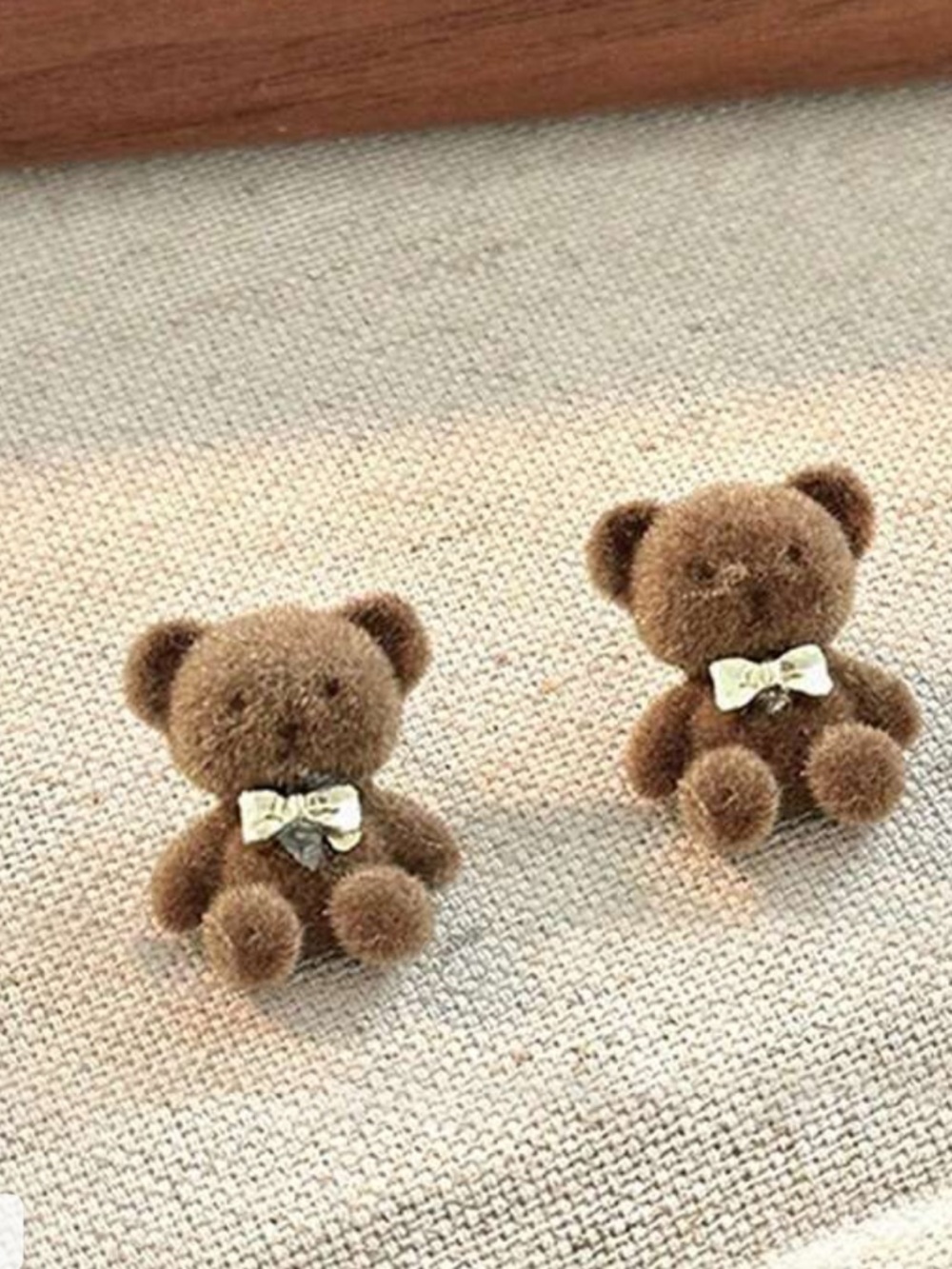 1 Pair Of British Style Cartoon Plush Teddy Bear Earrings,